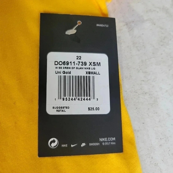 NWT NIKE DRI-FIT RUNNING WOMEN'S SHORT SLEEVE T-SHIRT Gold Yellow Pink Top XS - Picture 2 of 9